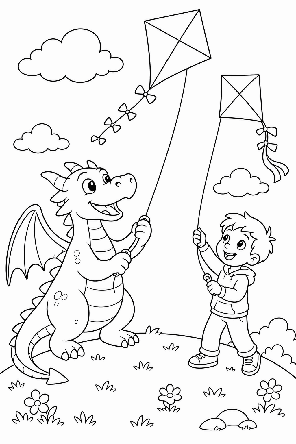 Hilltop Kites — free printable dragon coloring page