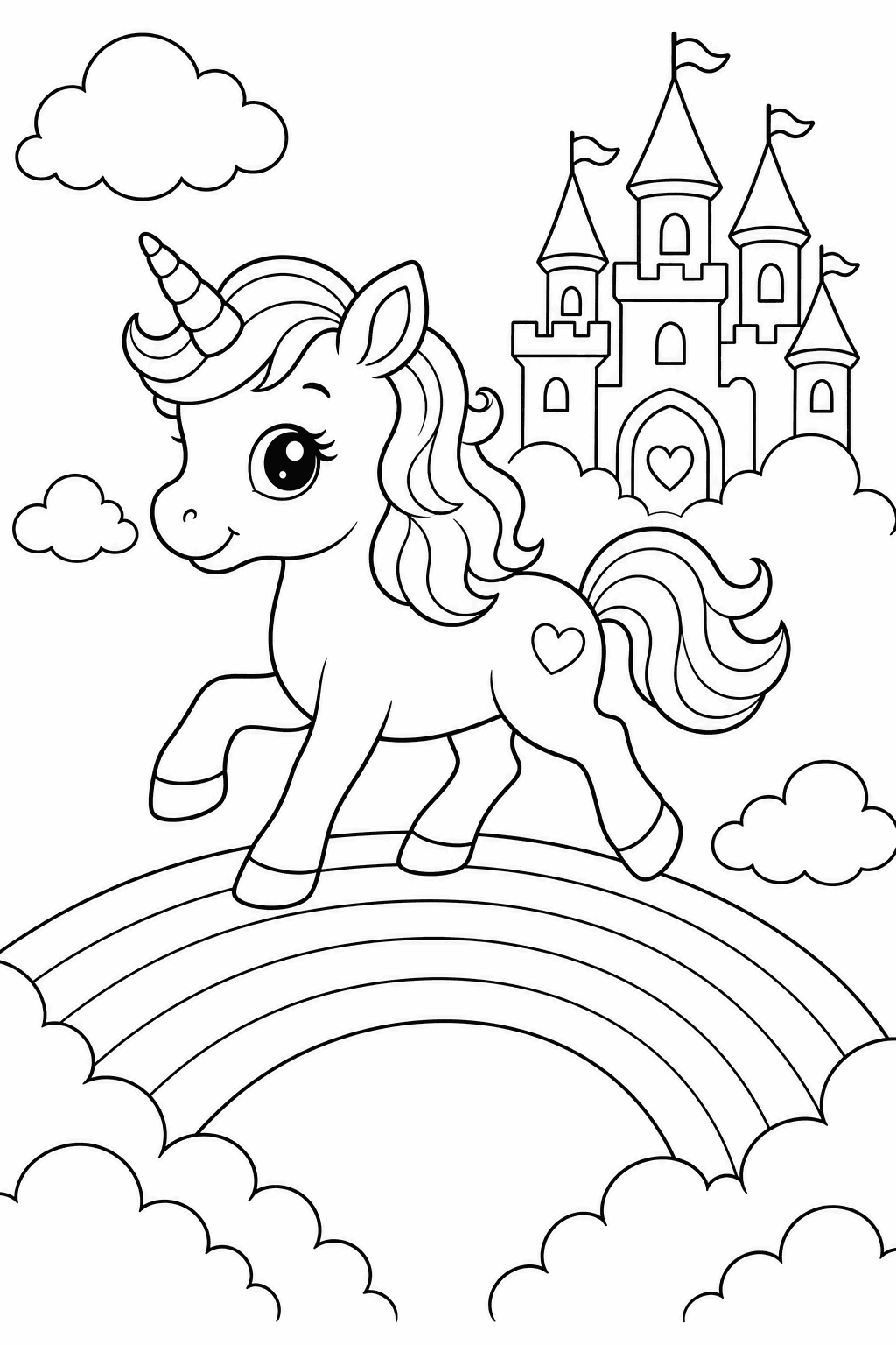 Unicorns coloring page