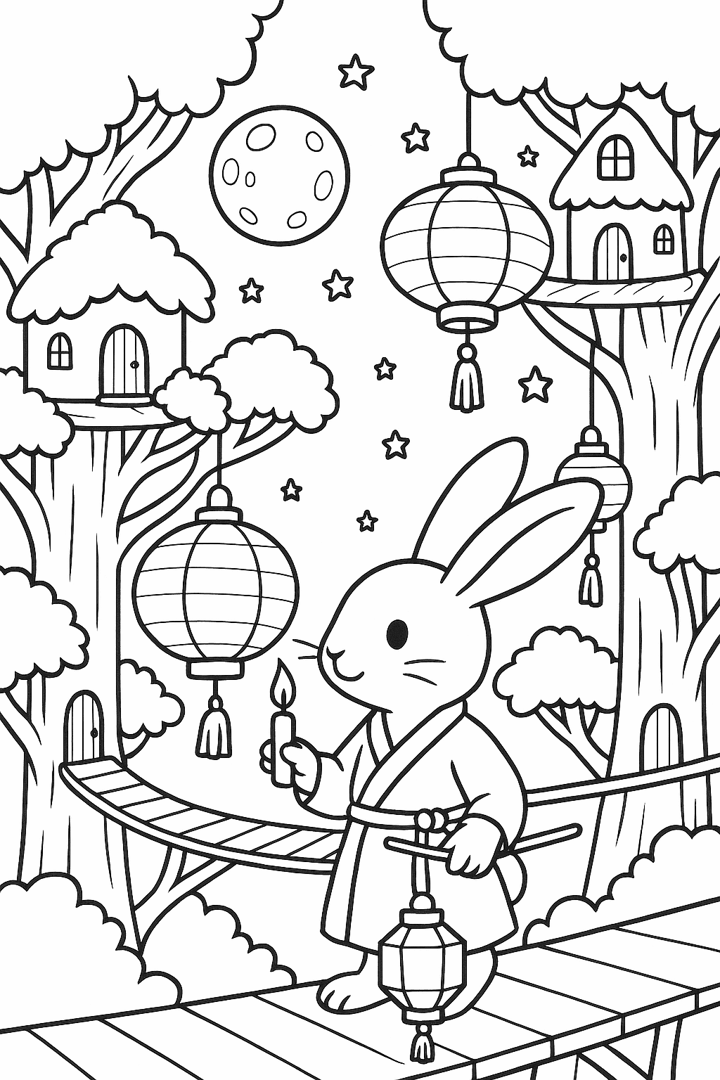 Lantern Festival Rabbit coloring page