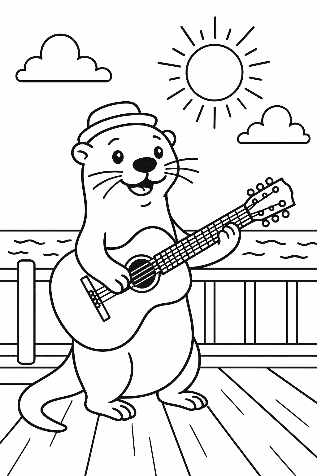 Otter Boardwalk Band coloring page